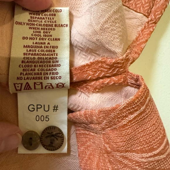 Jamaica Jaxx 100% Silk Men's Rust Orange Button Down Shirt like new! Sz XL - Picture 7 of 10